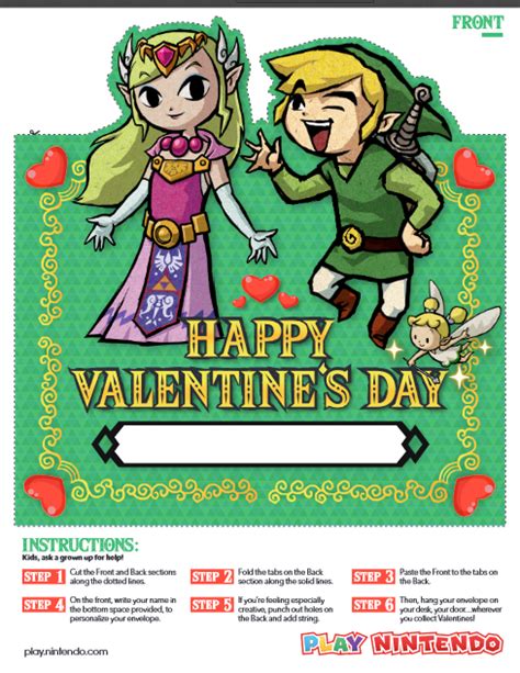 Play Nintendo Printable Valentines Day Envelope 2019 The Legend Of