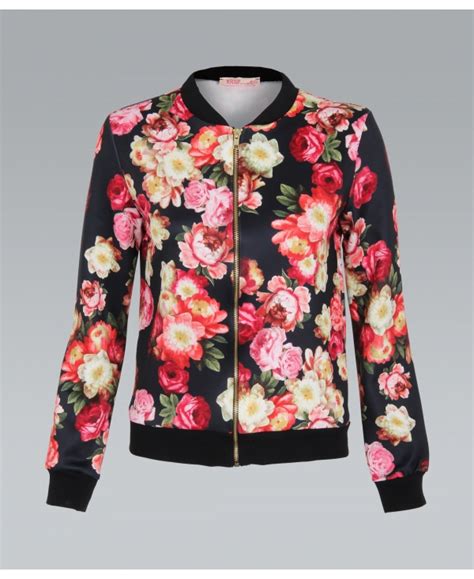 Krisp Bold Floral Print Bomber Jacket