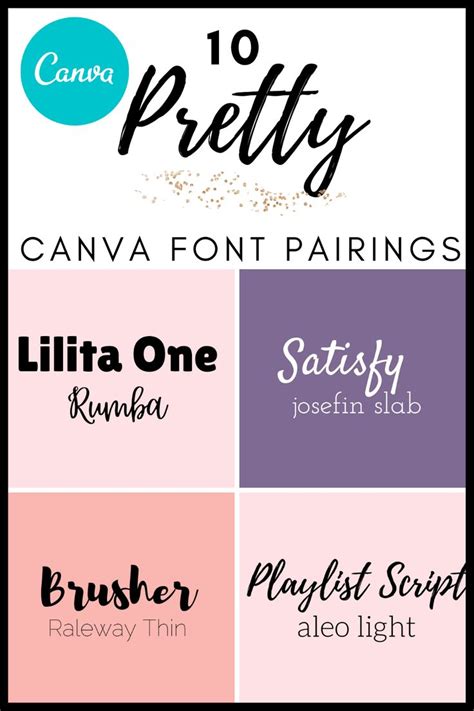 10 Pretty Canva Font Pairings To Use For Pinterest Pins Font Pairing
