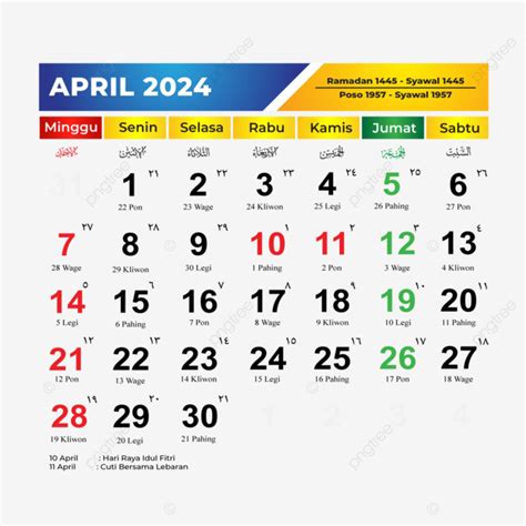 Kalender April 2024 Lengkap Dengan Tanggal Merah Libu Vrogue Co