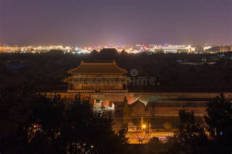 Night View Of Beijing Skyline From The Jingshan Park Stock Photo