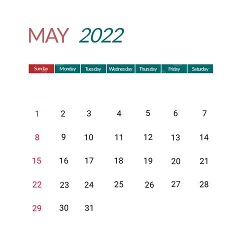 May 2022 Calendar Editable Text And Colour May 2022 Calendar Png