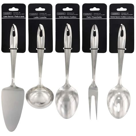 Six Stainless Steel Measuring Spoons With Handles And Forks In Each One