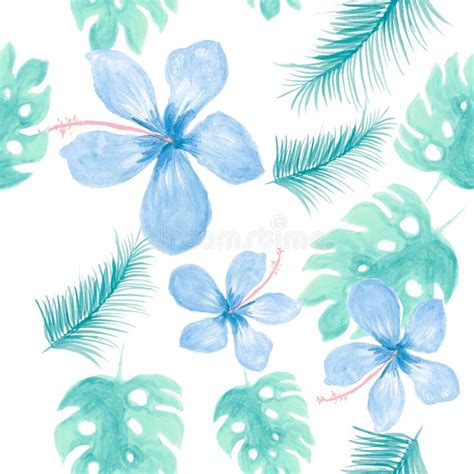 Cobalt Seamless Leaf Blue Pattern Foliage Azure Tropical Art Indigo