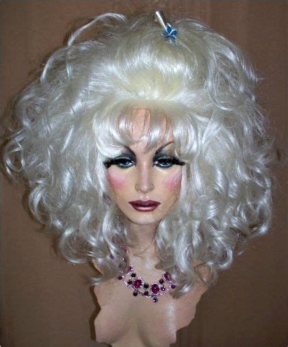 Drag Queen Wig Teased Big Long White Blond Big Curls Ebay