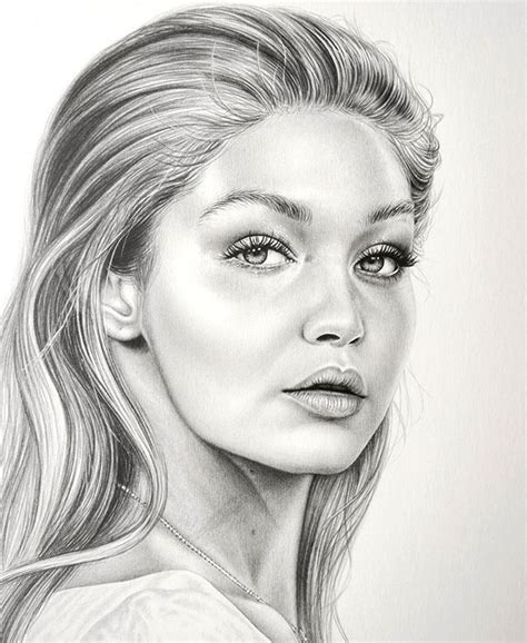 Gigi Hadid Drawing Realistic Portrait Drawing Gigi Hadid Dessin
