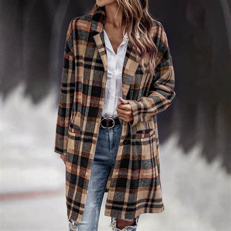 Authentic Merchandise Plaid Shacket Women Long Sleeve Casual Flannel