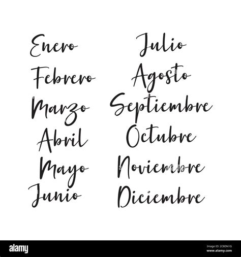 Meses Del Año Con Letras A Mano En Español Letras Para Calendario