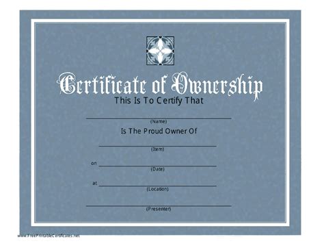 Certificate Of Ownership Template Grey Download Printable Pdf