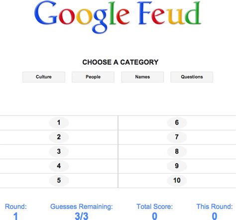Check spelling or type a new query. Google Suggest Family Feud Game