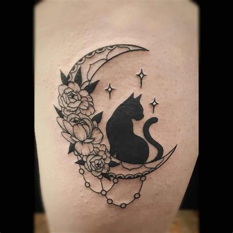 Half Moon Tattoo Small Moon Tattoos Black Cat Tattoos Animal Tattoos