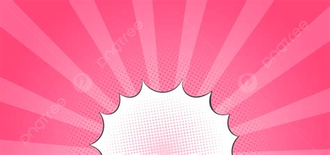 Lite Pink Pop Comic Sunburst Background With Halftone Dots Effect