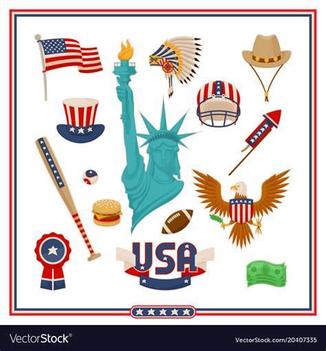 Usa Country Symbols Isolated Set Royalty Free Vector Image