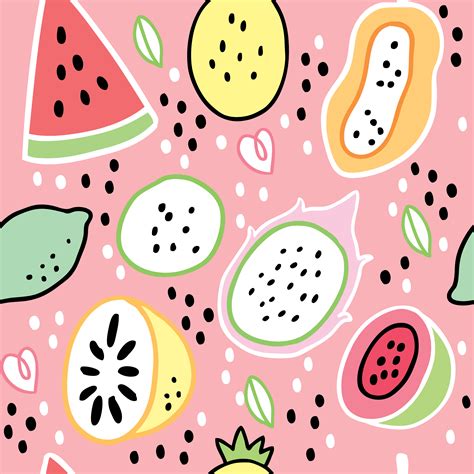 Cartoon Cute Summer Sweet Fruits Vector 546363 Vector Art At Vecteezy