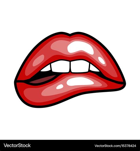 Fashion Girls Lips With Red Lipstick In Cartoon Vector Image