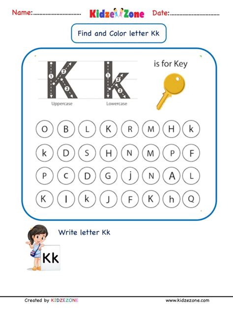 Kindergarten Letter K Worksheets Find And Color Kidzezone