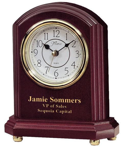Personalized Rosewood And Brass Mantle Clock Executive T Shoppe