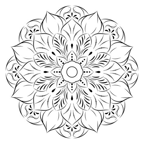 Black Outline Flower Mandala On White 1228339 Vector Art At Vecteezy