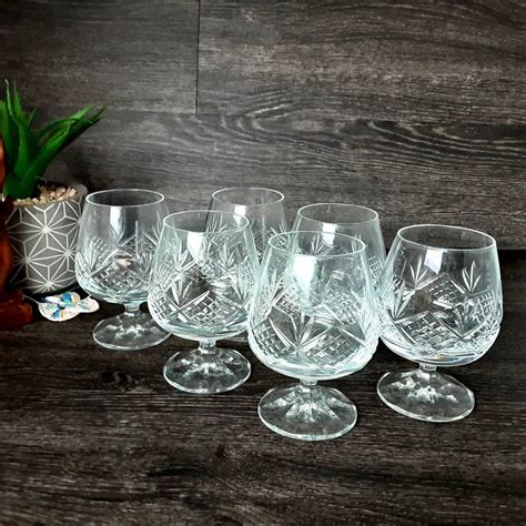 Vintage Cognac Glasses Lead Crystal Retro Clear Crystal Etsy Uk Lead Crystal Clear Crystal