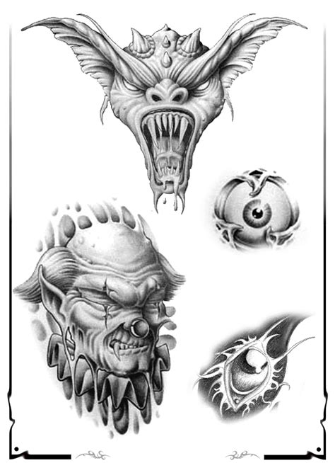 Demon Tattoo Design Img526 Skulls Demons Flash Tatto Sets Tattoo