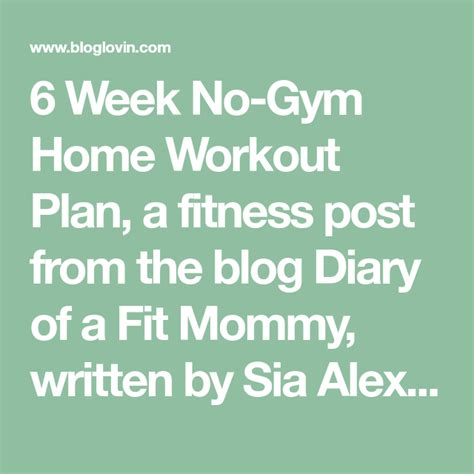 6 Week No Gym Home Workout Plan A Fitness Post From The Blog Diary Of