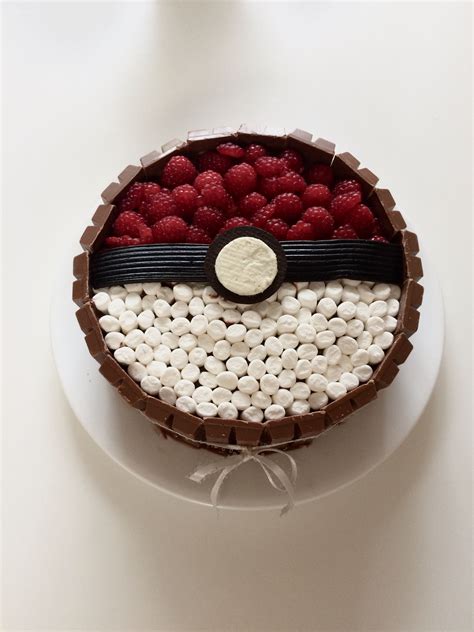 Simple Pokémon Pokeball Cake With Oreo Centre Mini Marshmallows Fresh