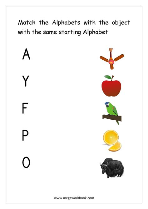 Letter Matching Worksheet - Match Object With The Starting Alphabet