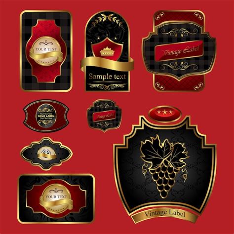 Premium Vector A Collection Of Golden Labels And Badges Illustration