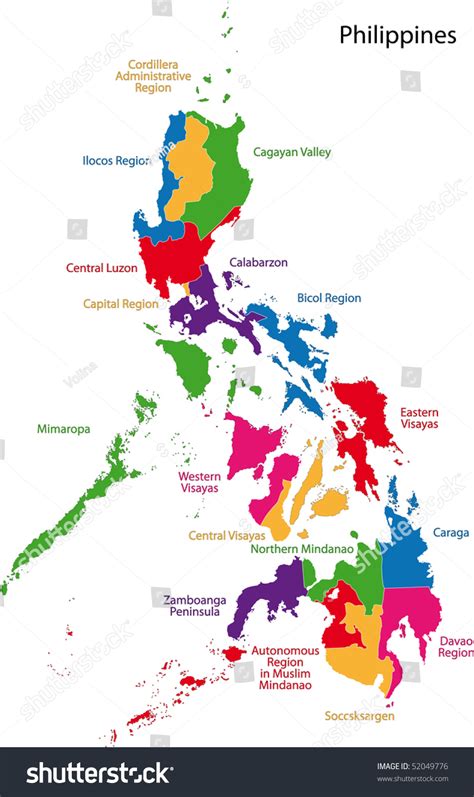 Map Republic Philippines Provinces Colored Bright Stock Illustration Shutterstock