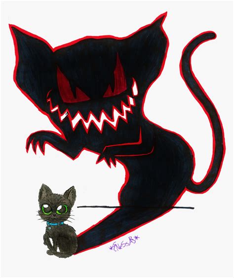 Black Demon Cat Drawing Hd Png Download Kindpng