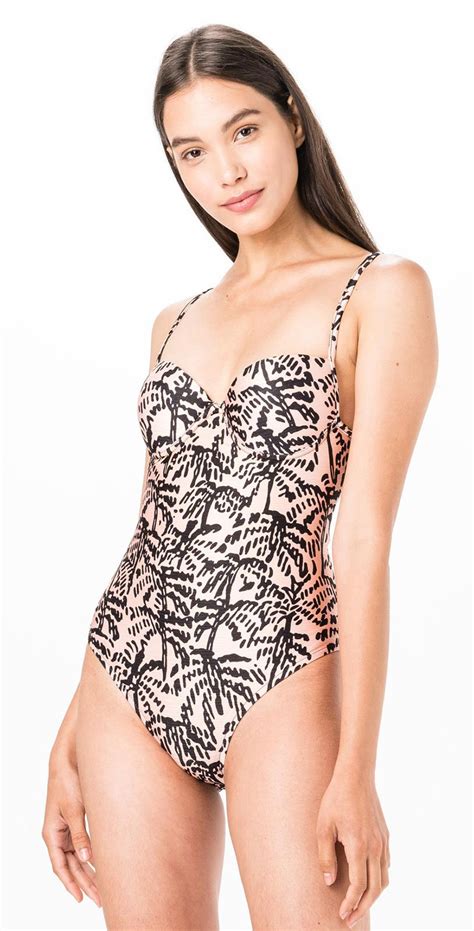 Padded One Piece Swimsuit In Nude Black Print Engana Mamae Nude My Xxx Hot Girl