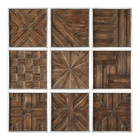 Bryndle Rustic Wooden Squares Set Of 9 Uttermost U04115