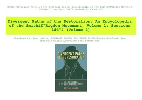 Ppt Book Divergent Paths Of The Restoration An Encyclopedia Of The