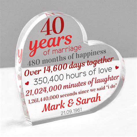 40th Wedding Anniversary T Personalised Ruby Wedding Etsy Uk