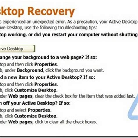 Safe How To Fix Active Desktop Recovery Windows Xp Uphil N Raghiel