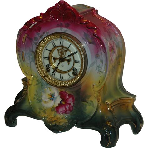 Antique Ansonia, Royal Bonn, Porcelain Mantel Clock | Antique mantel clocks, Antique mantle ...