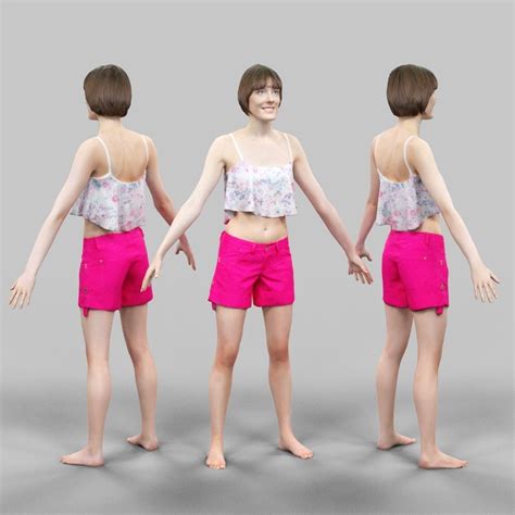 3d Model 10 A Pose Rig Ready Female Characters Vr Ar Low Poly