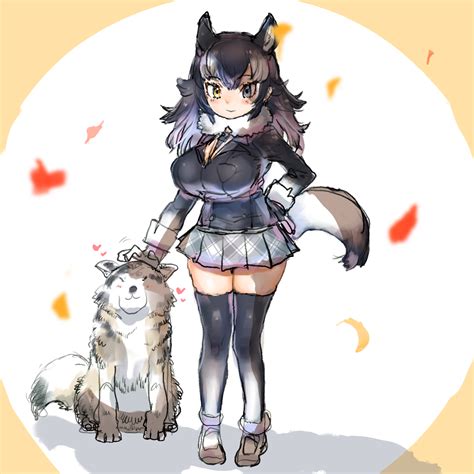 Gray Wolf And A Gray Wolf Kemono Friends Ookamimi