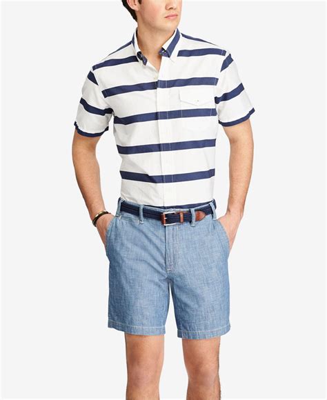 Discover swim trunks and briefs in a range of stylish designs today. Polo Ralph Lauren Men's Straight Cotton Chambray Shorts in ...