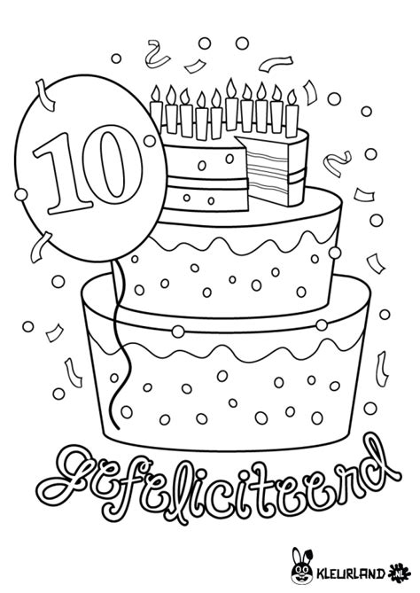 382 x 388 png pixel. Verjaardagstaart 10 Jaar | Kleurplaten, Verjaardagsideeën, Verjaardagskalender