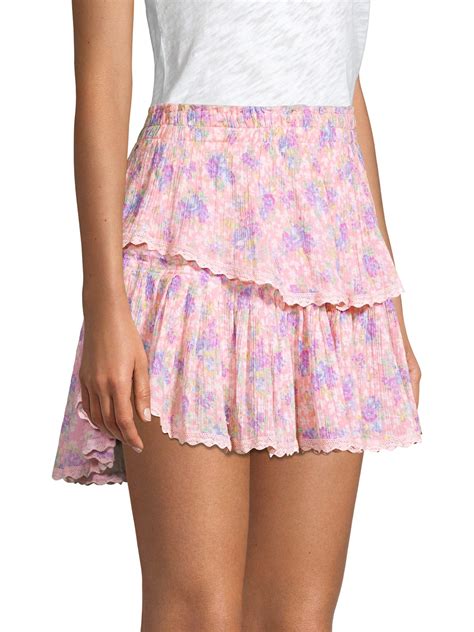 Lyst Loveshackfancy Tiered Ruffle Mini Skirt In Pink