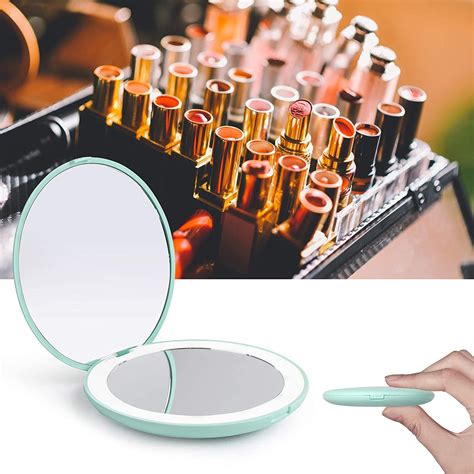 Led Lighted Travel Makeup Mirror 1x10x Magnification Compact Etsy