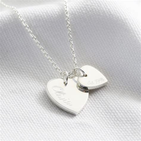 Personalised Sterling Silver Double Heart Necklace Lisa Angel