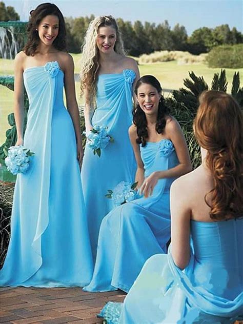 2016 Latest Dress Design Simple Sky Blue Bridesmaid Dresses Long