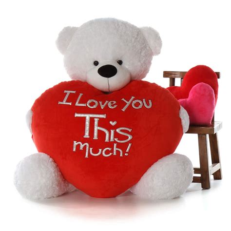 Giant White Valentines Day Teddy Bear Coco Cuddles 60in I Love You This Much Heart
