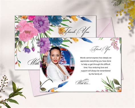 Flowers Funeral Thank You Card Flowers Funeral Acknowledgement Card