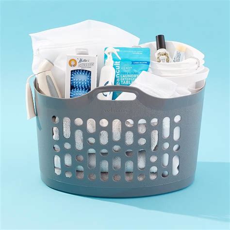 white stackable laundry basket with grey handles in 2024 laundry basket laundry essentials