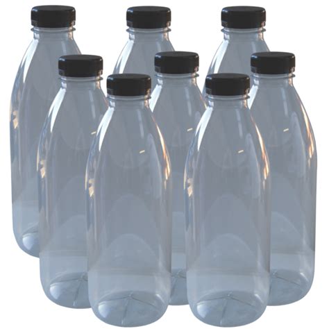 Clear Plastic Pet Juice Bottle With Cap 1 Ltr Pack Of 8 Balliihoo