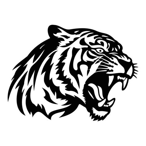 Ferocious Tiger Angry Tiger Face Side Tiger Mascot Logo Tiger Black