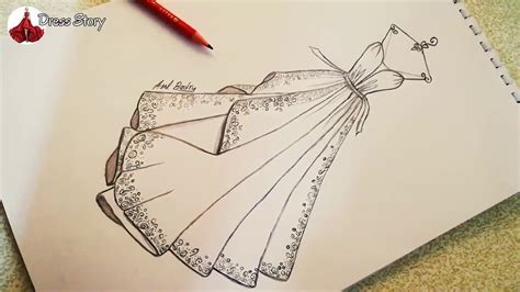 طريقة رسم تصميم فستان